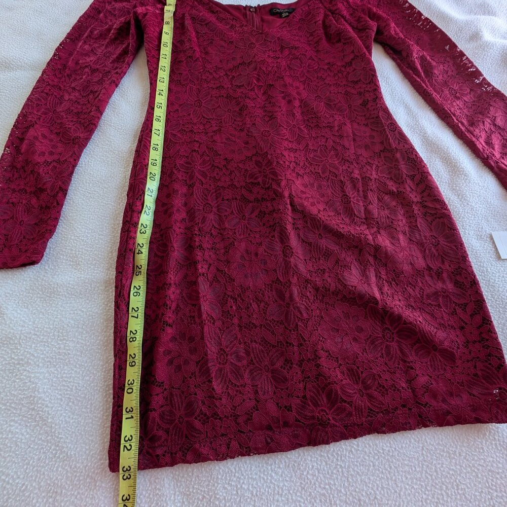 City Studio Women's Large Lace Mini Bodycon Dress Dark Red Slim Red NWT - Picture 7 of 16